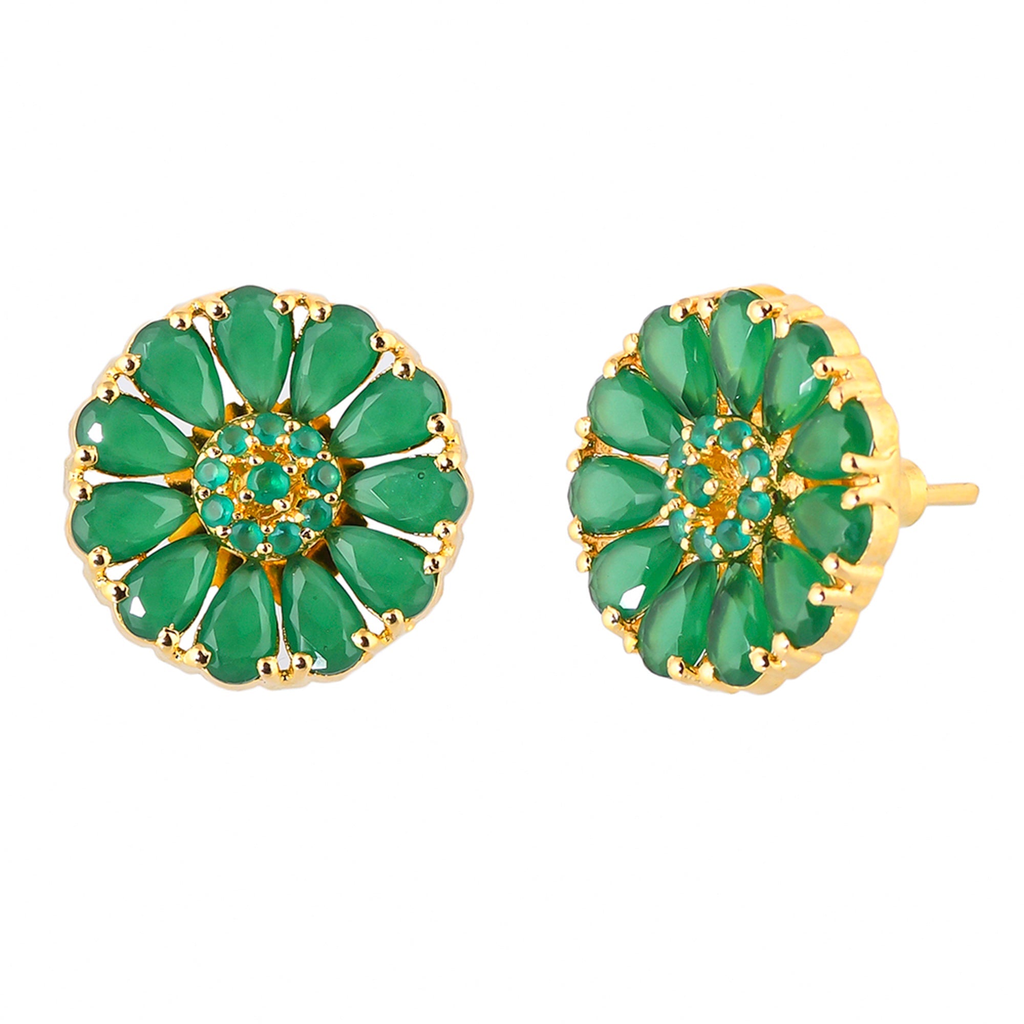 Women's Green Zirconia Gemstones Stud Earrings - Voylla