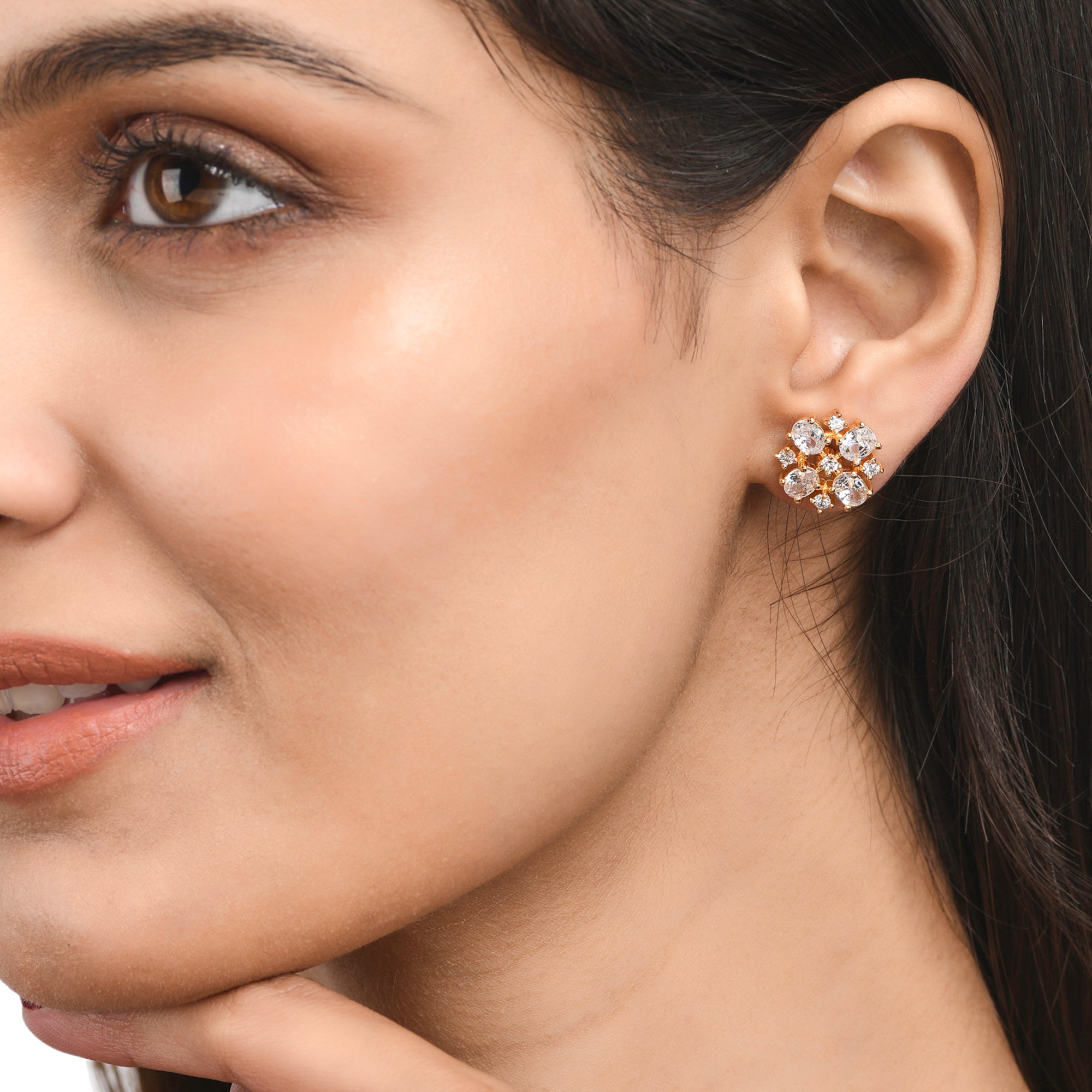 Women's Rectangle Cut Cz Gems Casual Stud Earrings - Voylla