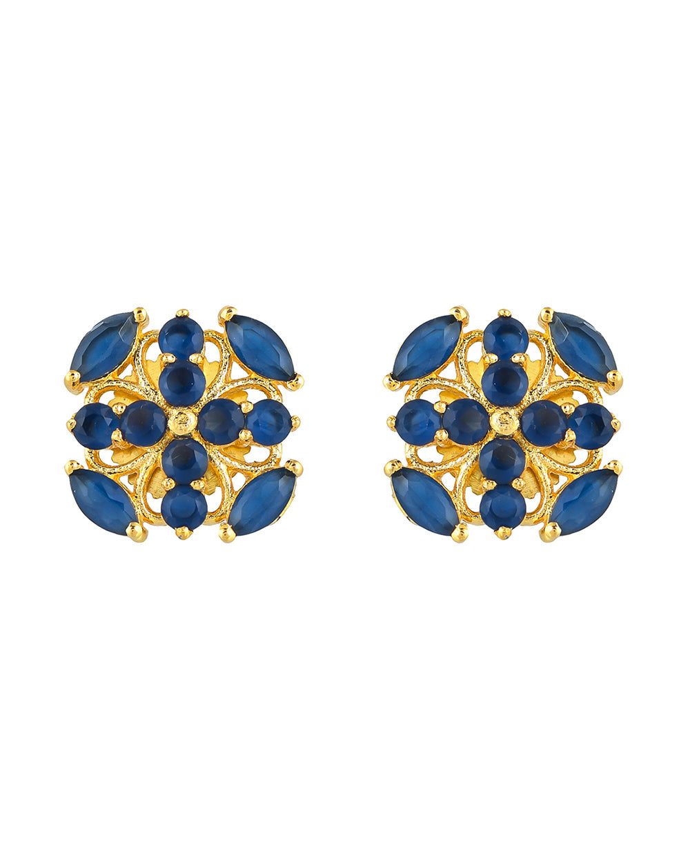 Women's Casual Blue Cz Gems Stud Style Earrings - Voylla