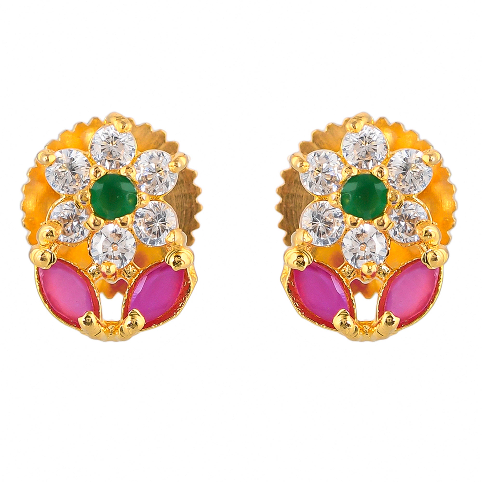 Women's Pearl Beads Adorned Cz Stud Earrings - Voylla