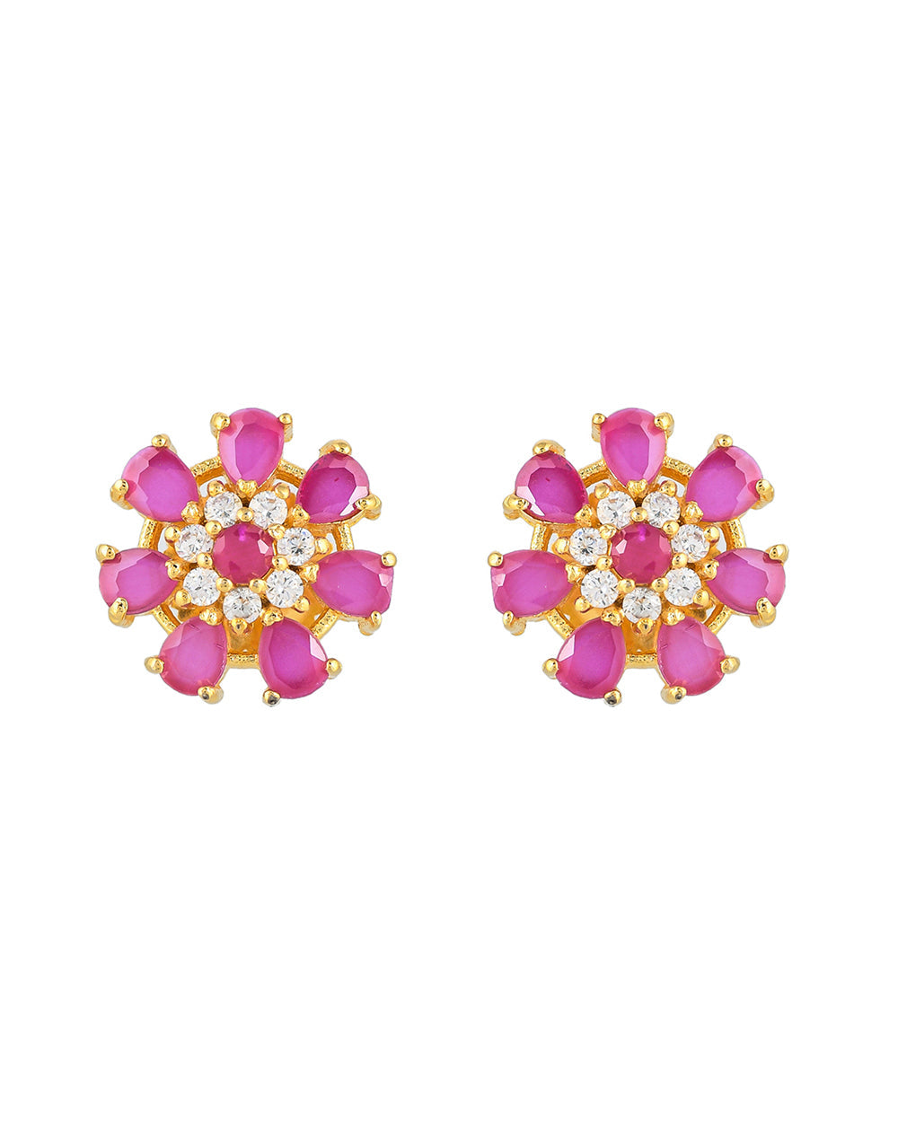 Women's Sparkling Essentials Casual Gold Plated Cz Stud Earrings - Voylla