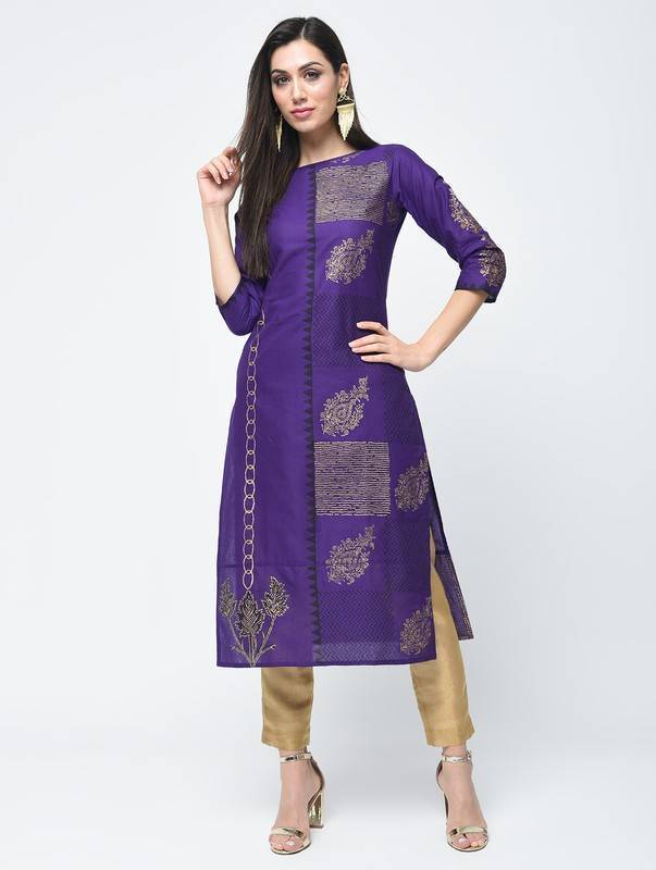 Women's Foil Printed Straight Kurta