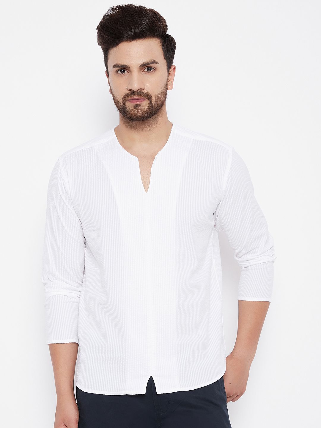 Men's White Solid Pure Cotton Kurta - Even Apparels