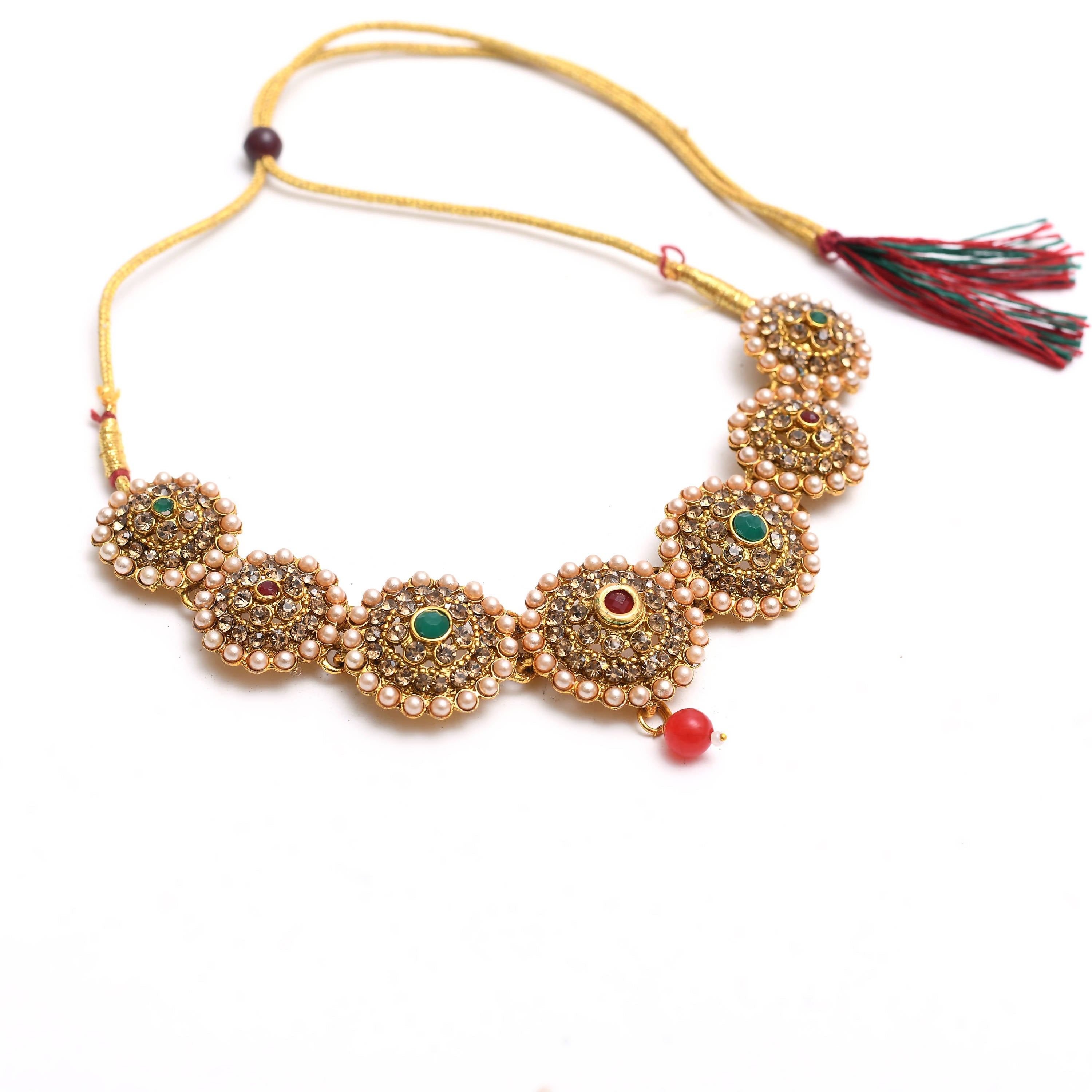 Trendia Gold-Plated Pearls Necklace Set Jkms_070