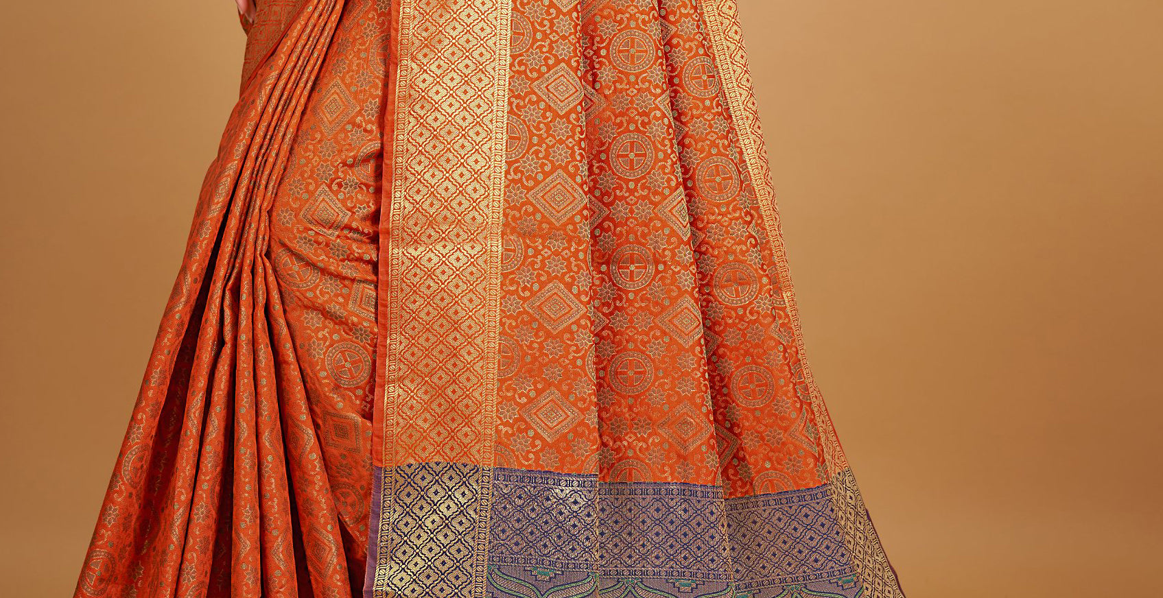 Women's Orange Silk Woven Design Saree With Unstitched Blouse Piece - Navyaa