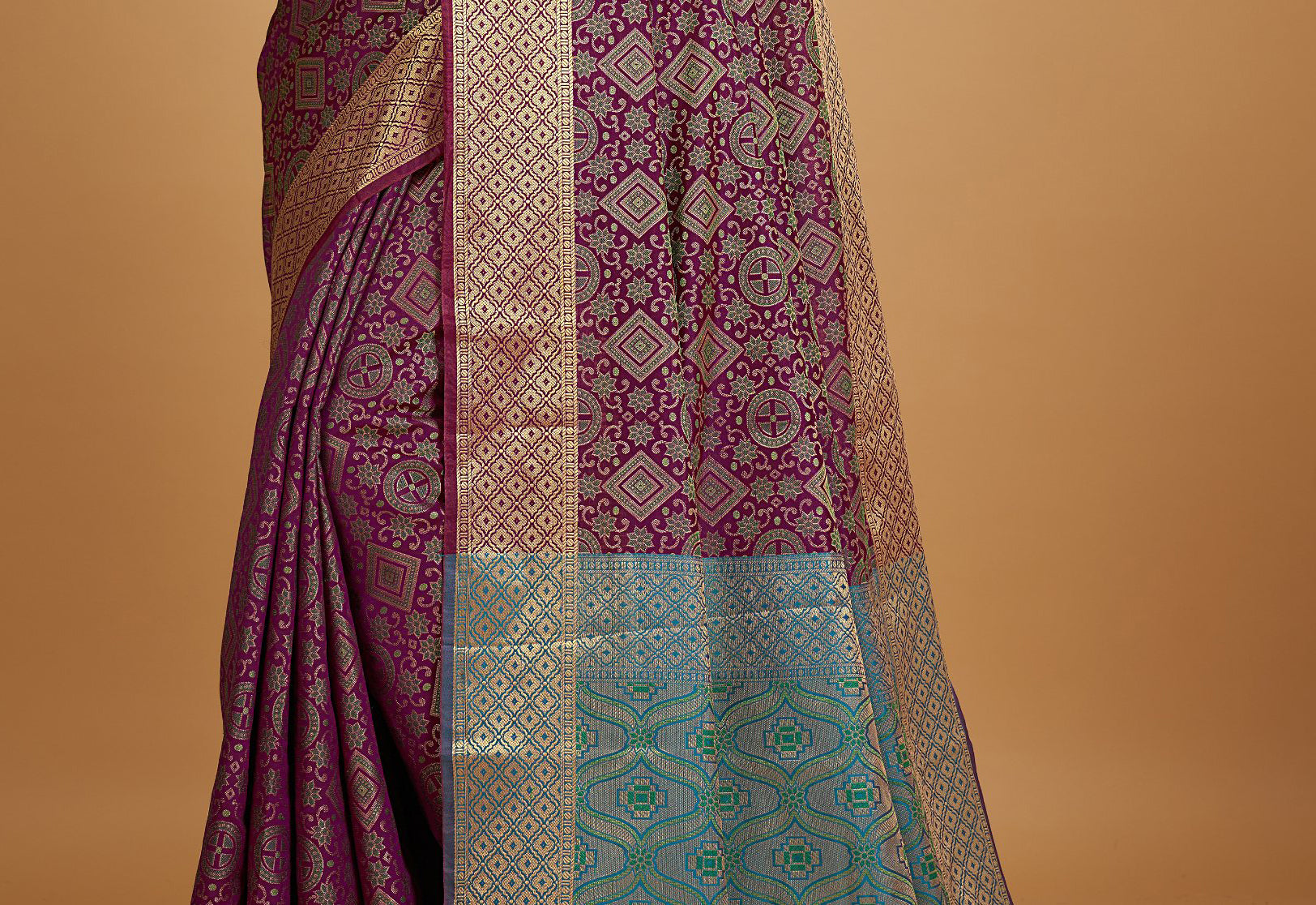 Women's Wine Silk Woven Design Saree With Unstitched Blouse Piece - Navyaa