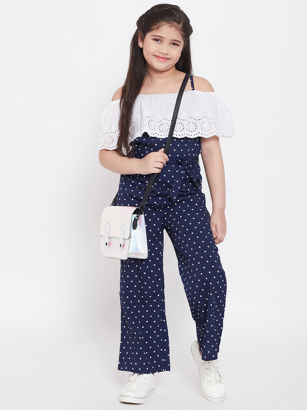Girl's Printed Jumpsuit Blue - StyloBug KIDS