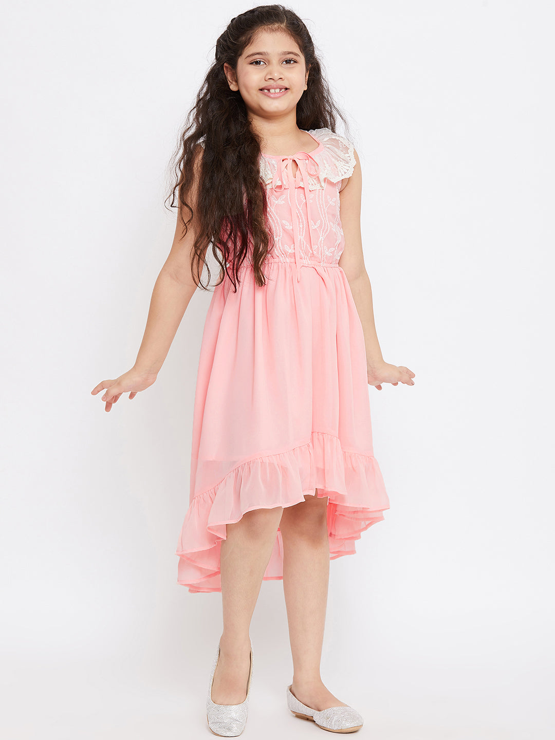Girl's Embroidery Dress Pink - StyloBug KIDS