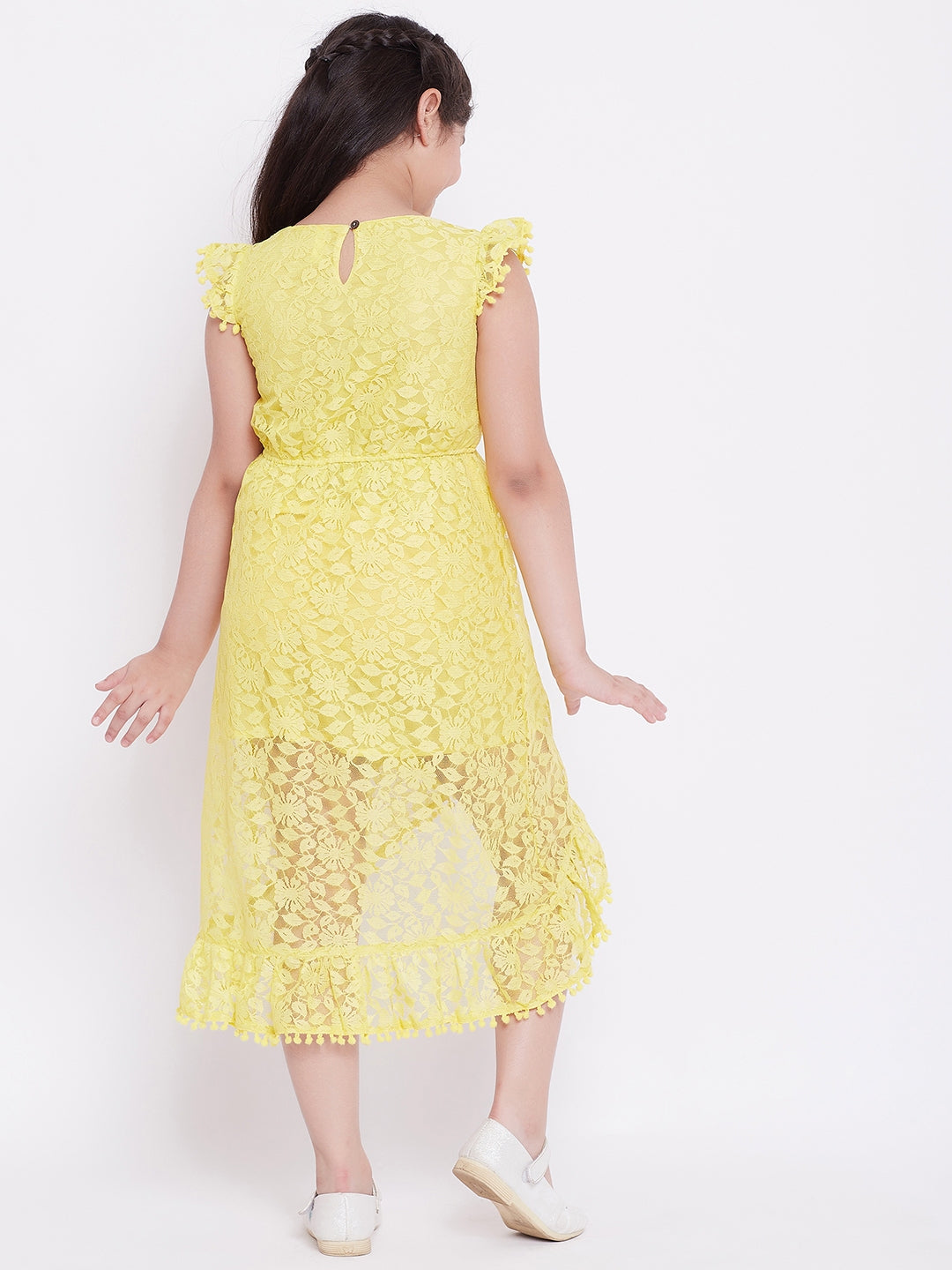 Girl's Printed Dress Yellow - StyloBug KIDS