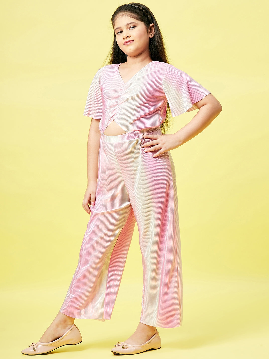Girl's Solid Jumpsuit Pink - StyloBug KIDS