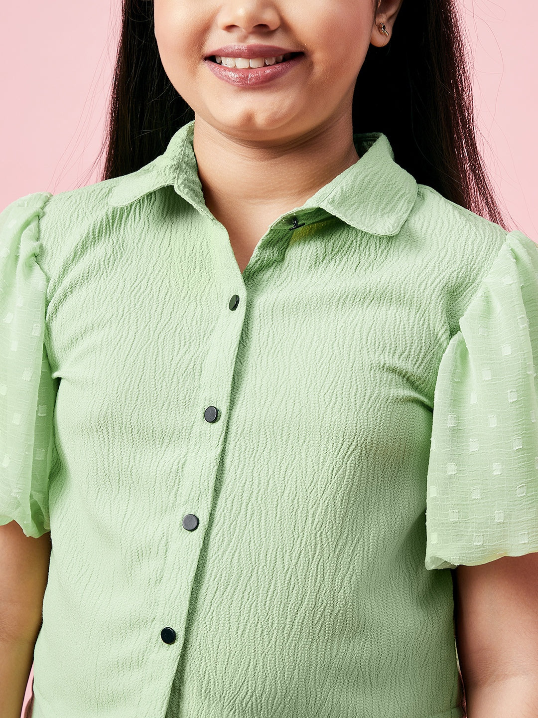 Girl's Solid Top with Plazzo Green - StyloBug KIDS