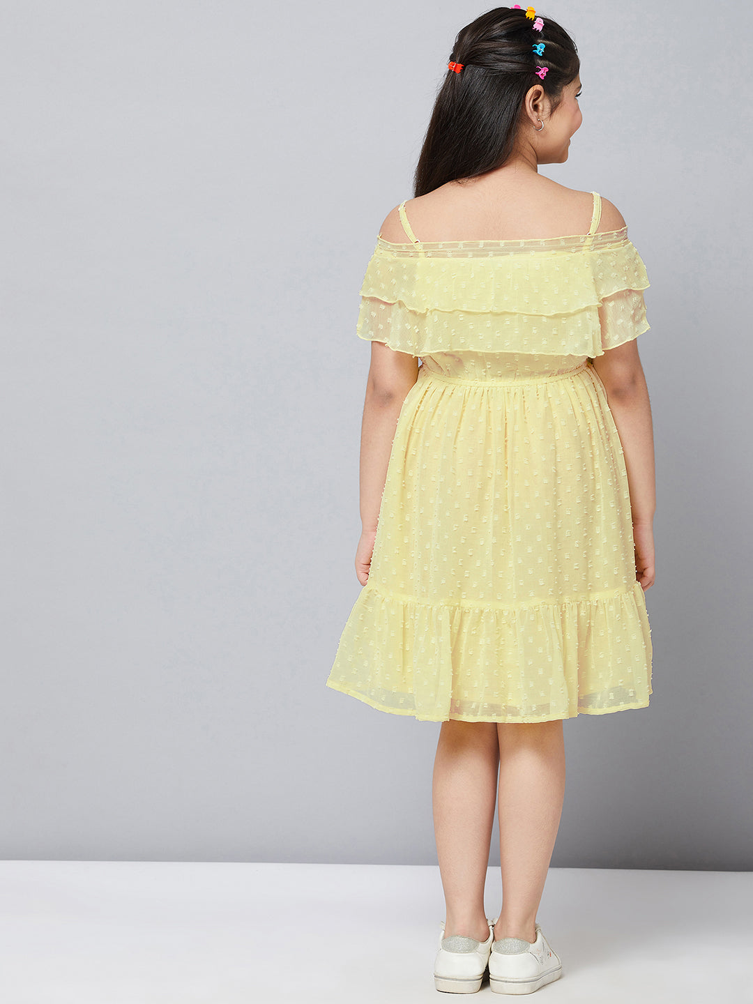 Girl's Solid Dress Yellow - StyloBug KIDS