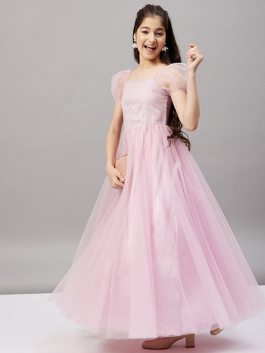 Girl's Solid Dress Pink - StyloBug KIDS
