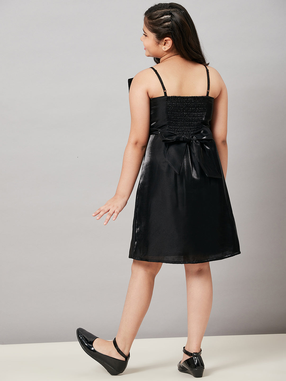 Girl's Solid Dress Black - StyloBug KIDS