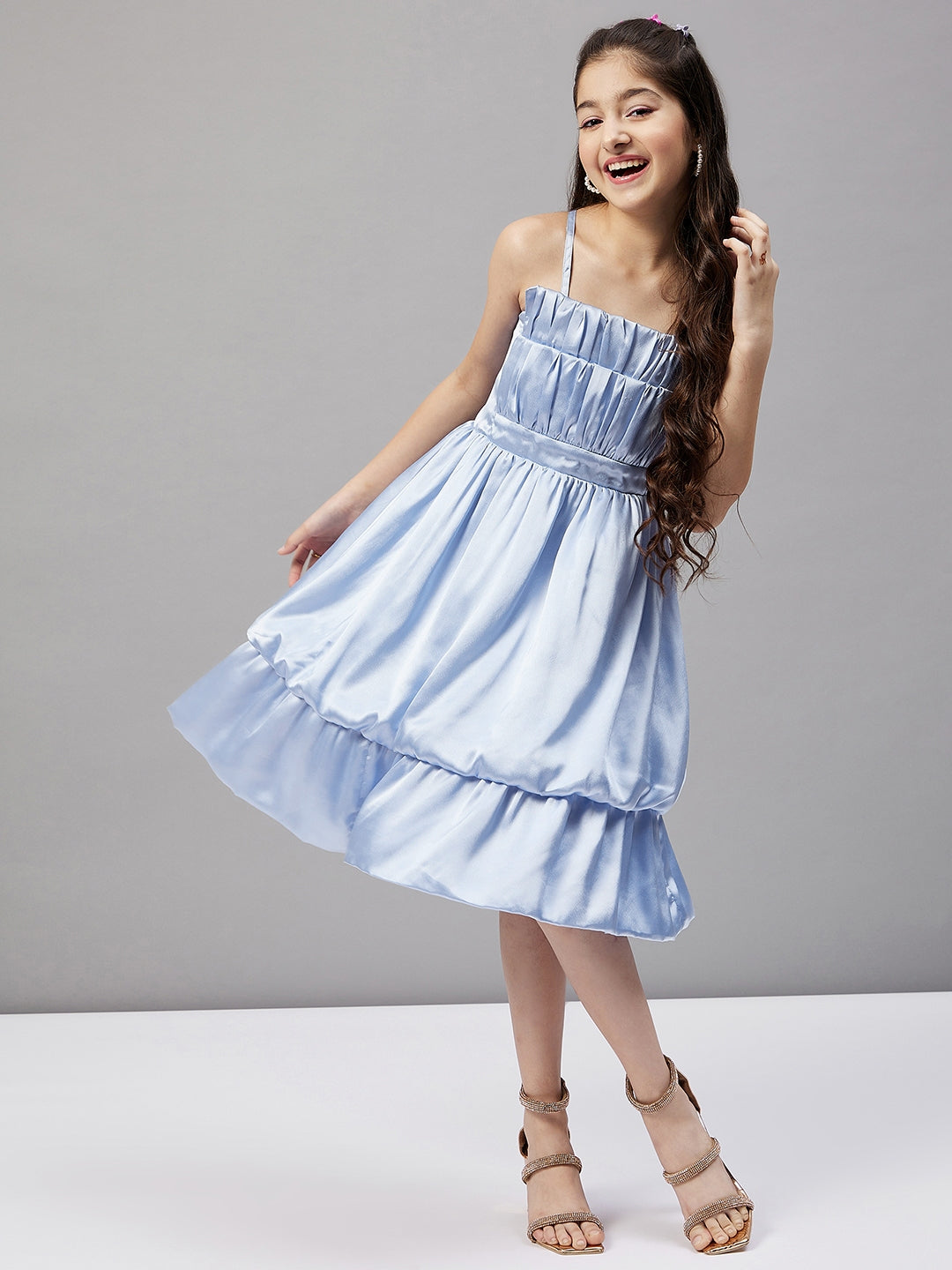 Girl's Solid Dress Blue - StyloBug KIDS