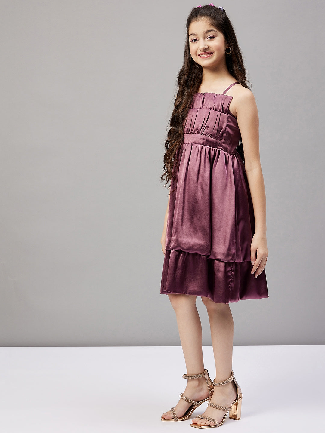 Girl's Solid Dress Brown - StyloBug KIDS