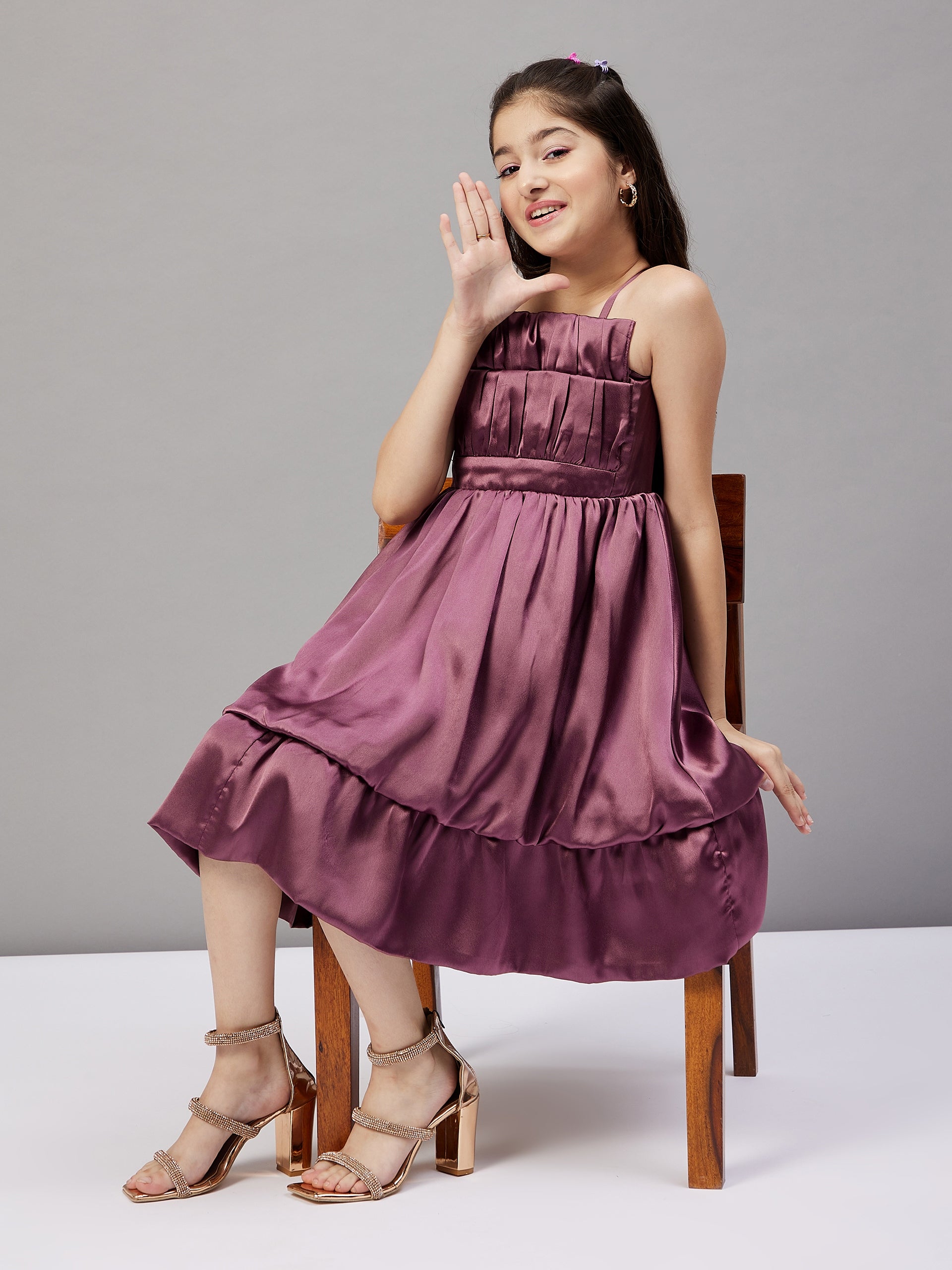 Girl's Solid Dress Brown - StyloBug KIDS