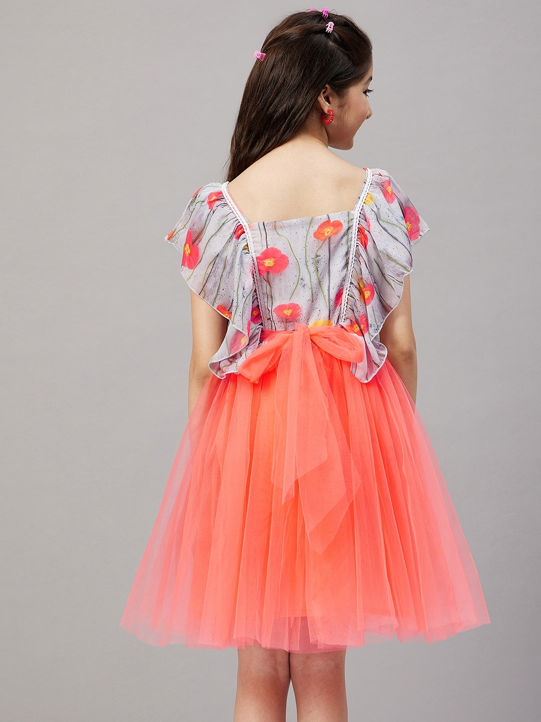 Girl's Printed Dress Orange - StyloBug KIDS