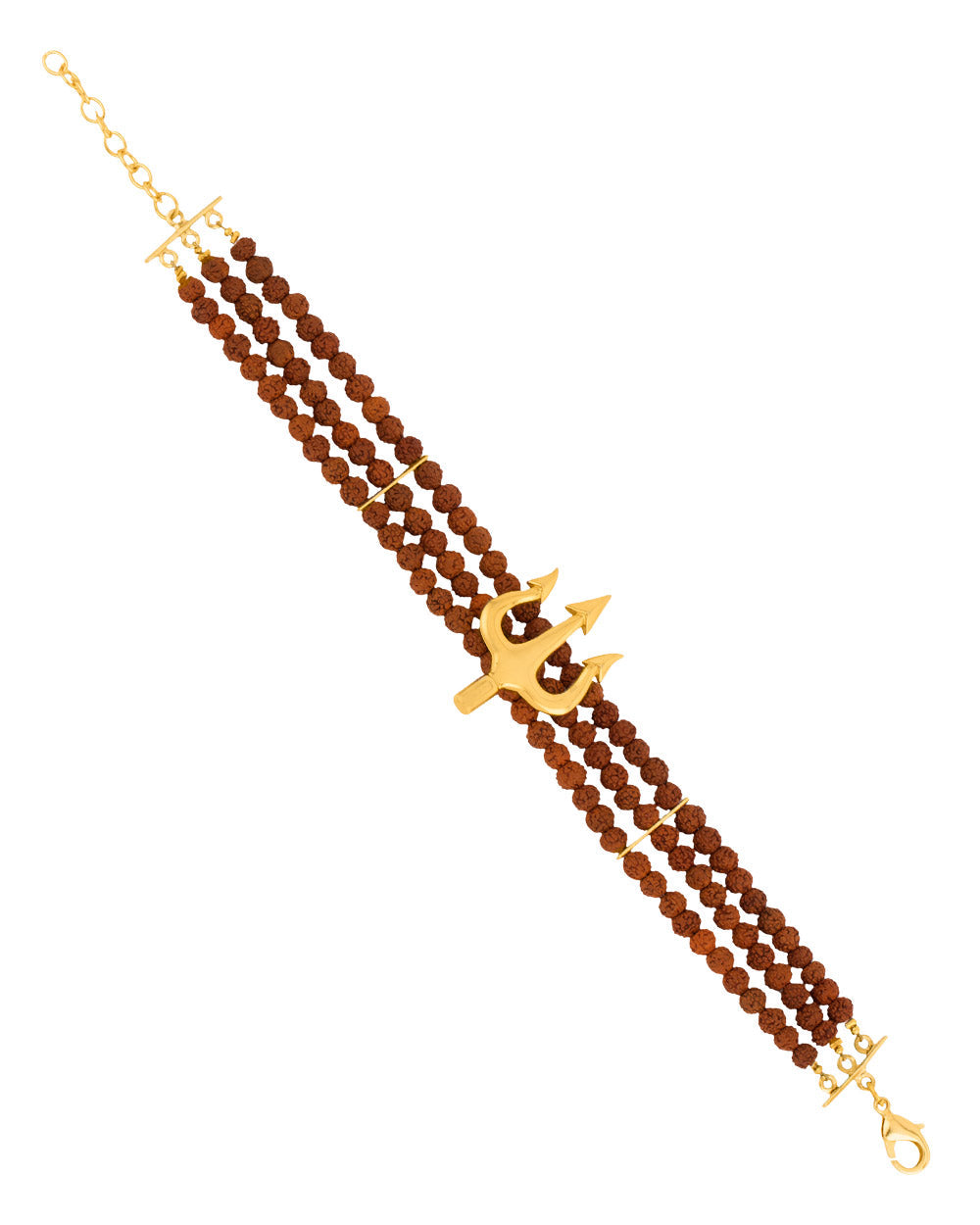 Women's Classy Golden Mahadev Trishool Charm Bracelet - Voylla