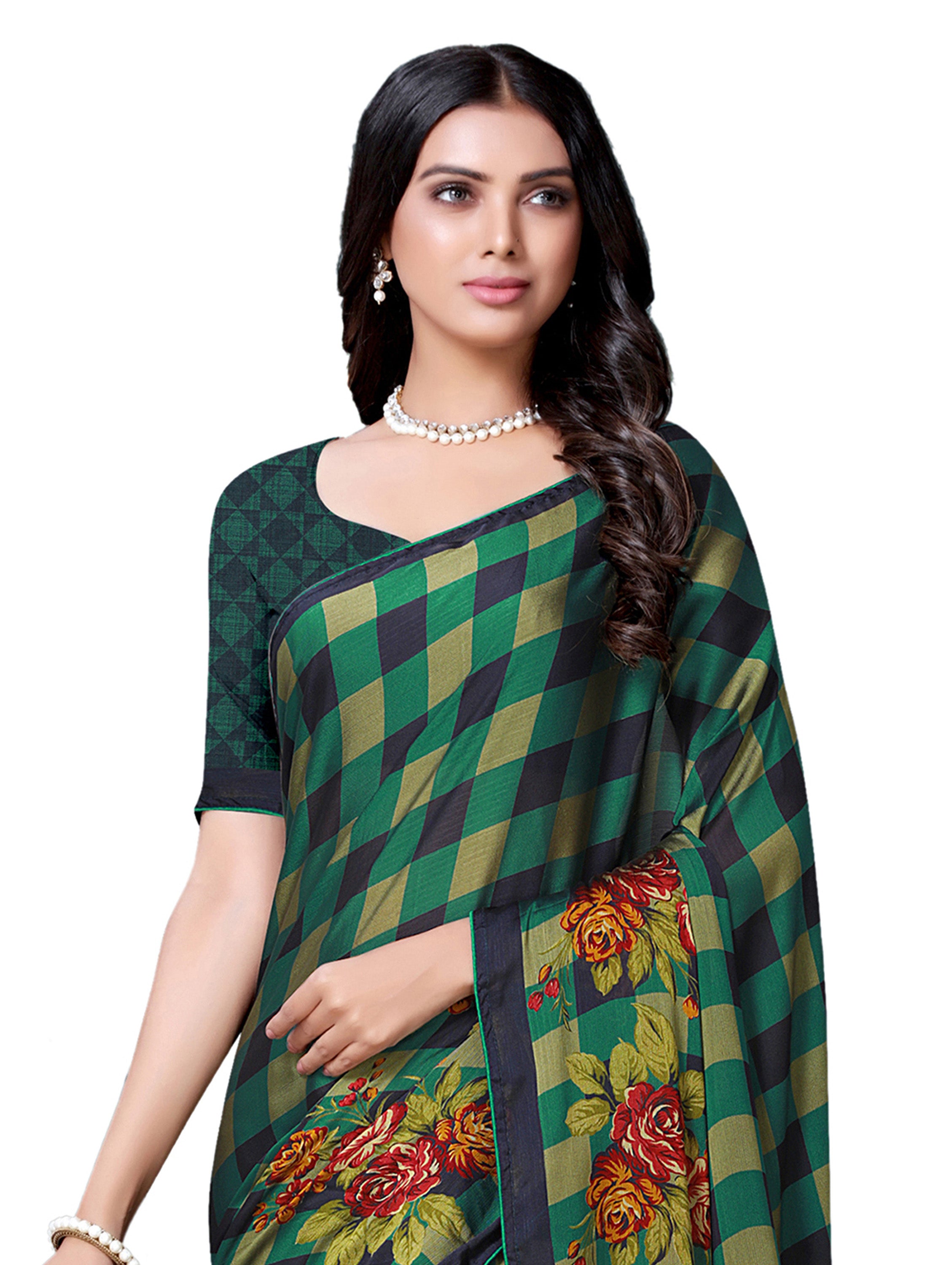 Women's Multi Color  Desinger China Chifon With Piping And Lace Saree - Vamika