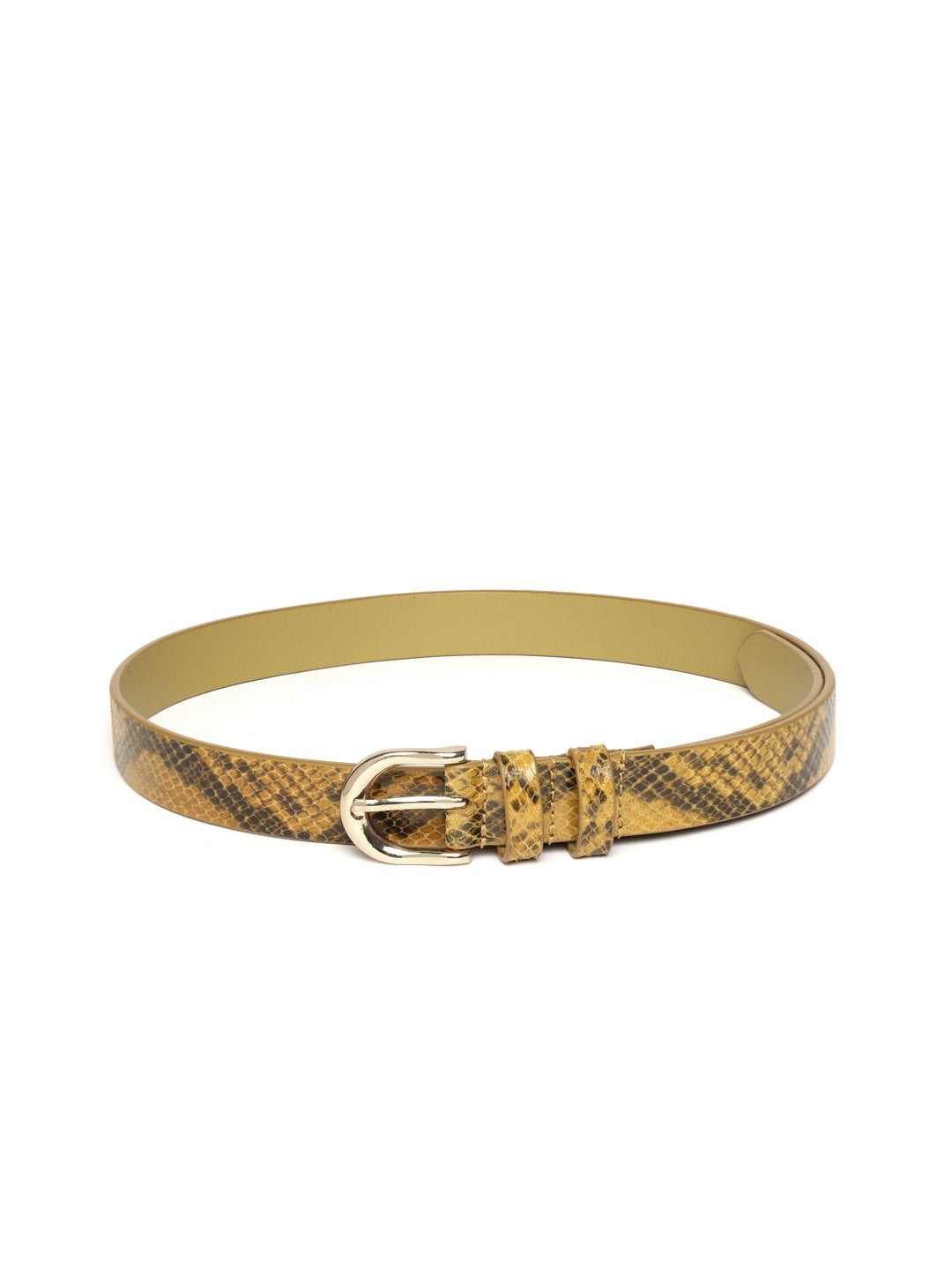 Women's Mustard Snake Skin Leather Belt - SASSAFRAS