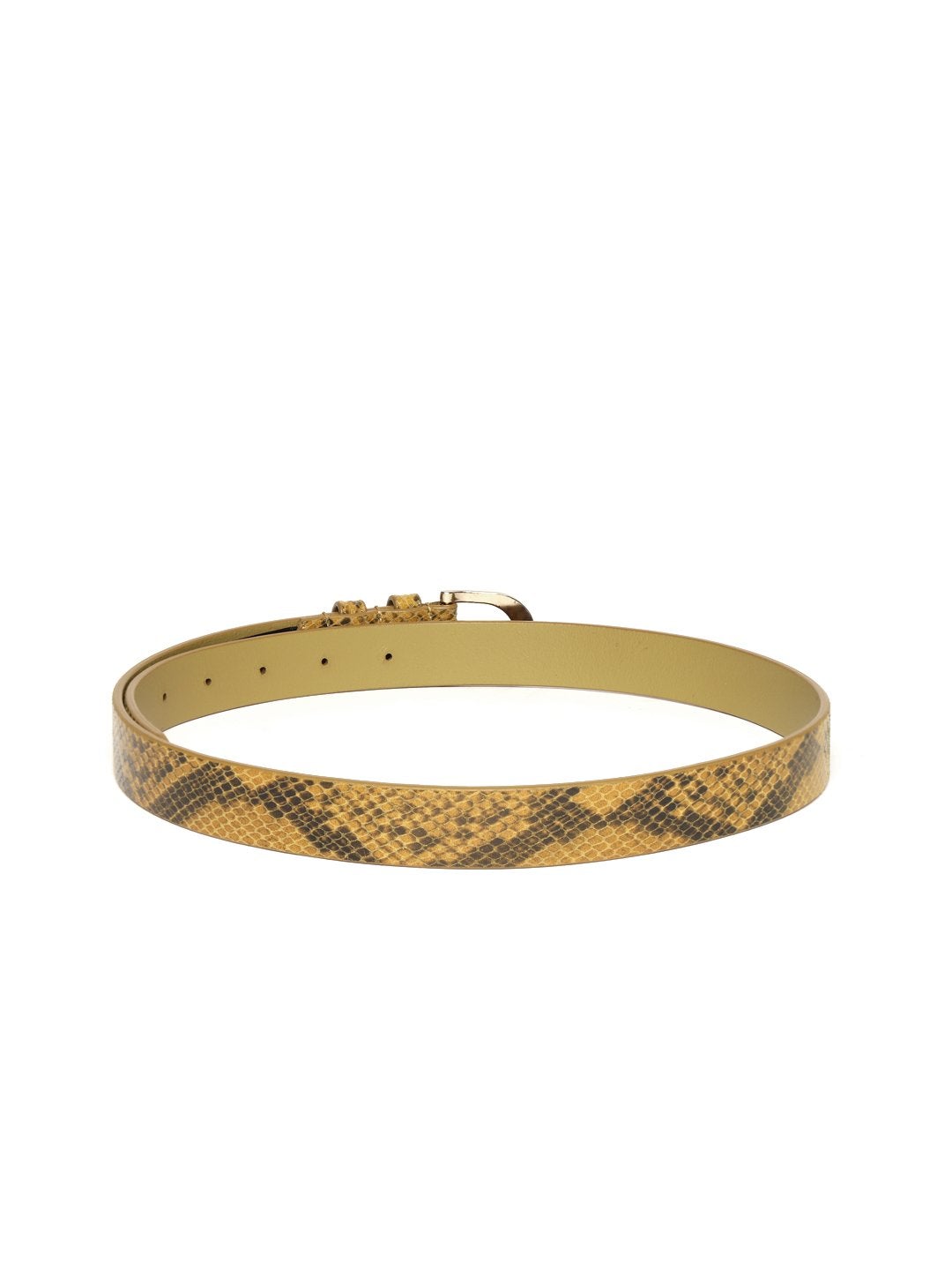 Women's Mustard Snake Skin Leather Belt - SASSAFRAS