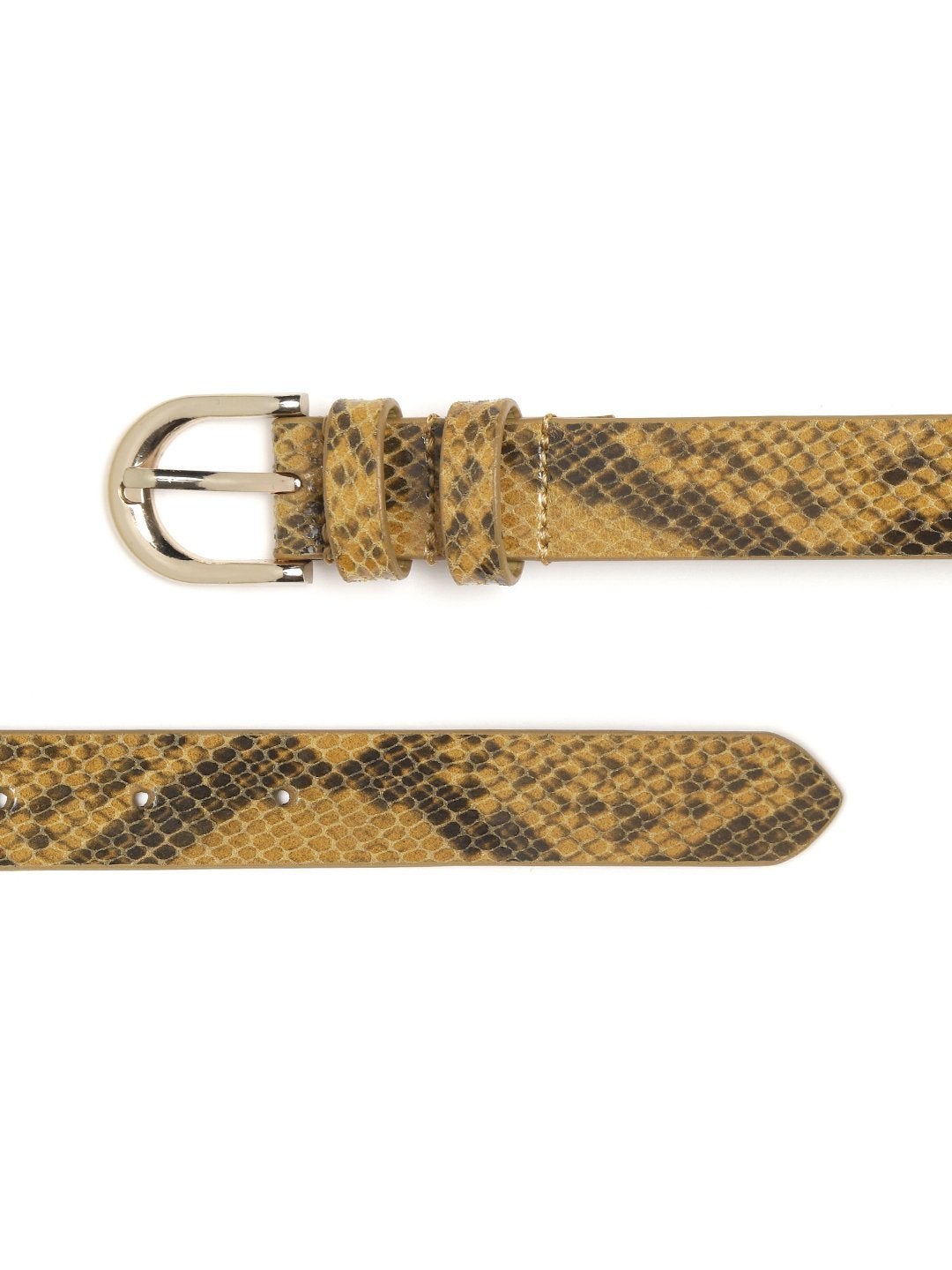 Women's Mustard Snake Skin Leather Belt - SASSAFRAS