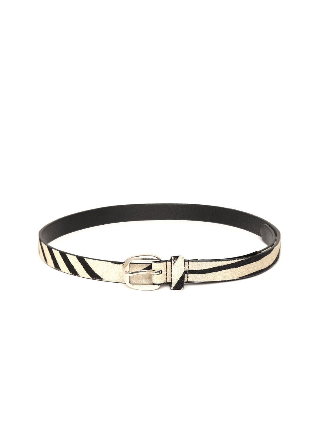 Women's Zebra Hari-On Slim Leather Belt - SASSAFRAS