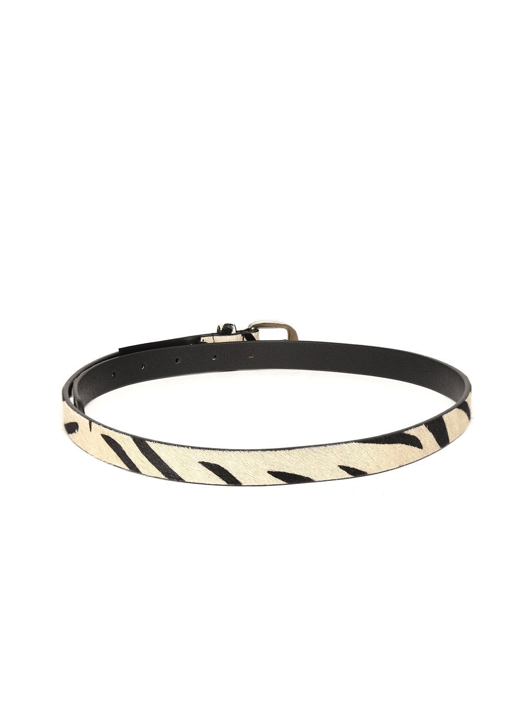 Women's Zebra Hari-On Slim Leather Belt - SASSAFRAS