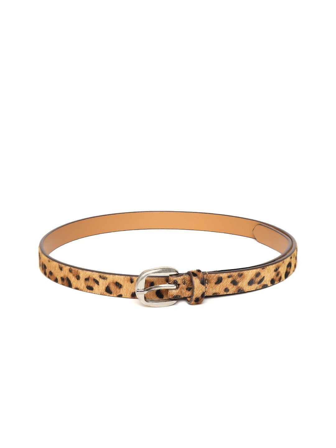 Women's Leopard Hari-On Slim Leather Belt - SASSAFRAS