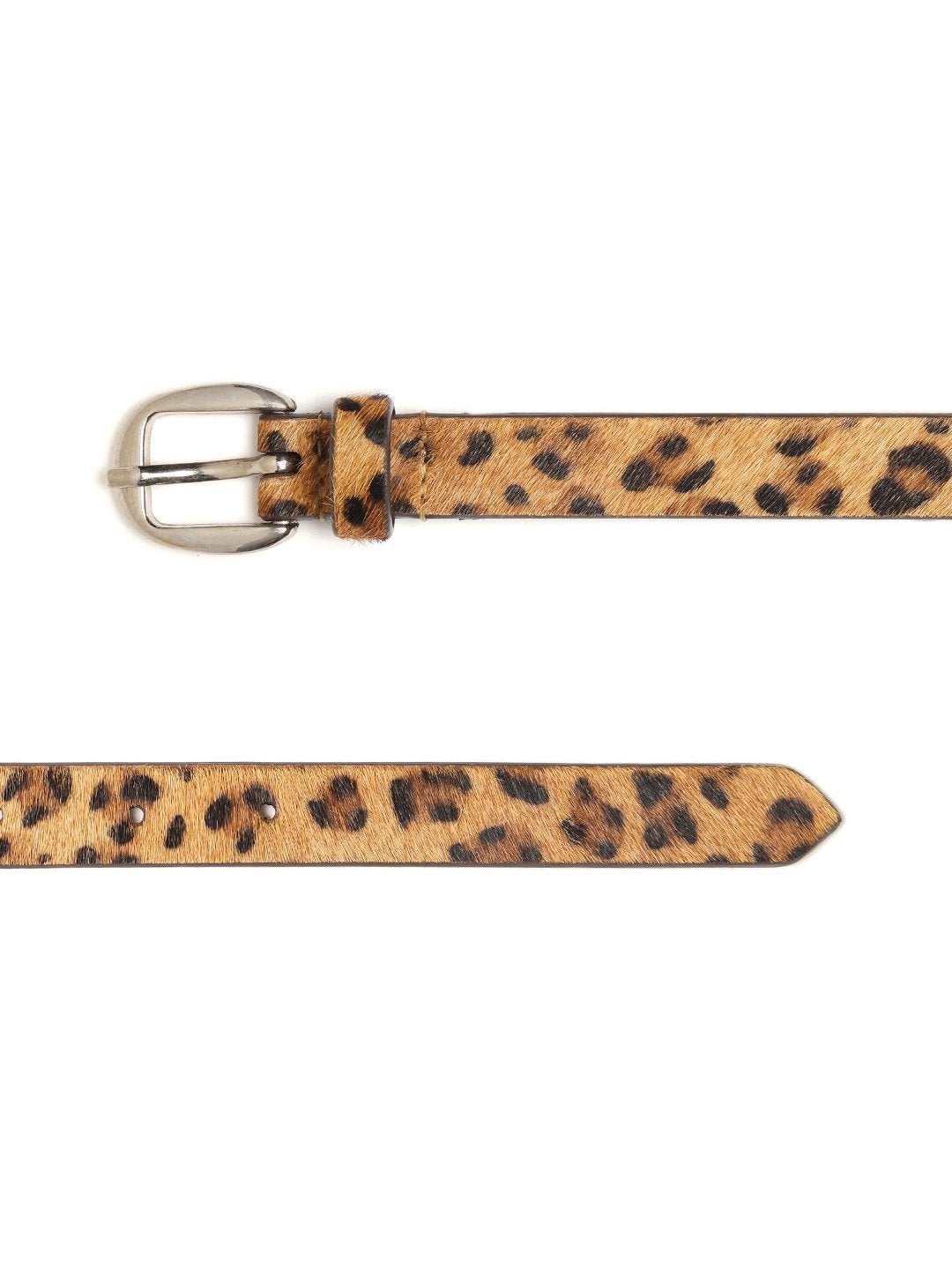 Women's Leopard Hari-On Slim Leather Belt - SASSAFRAS