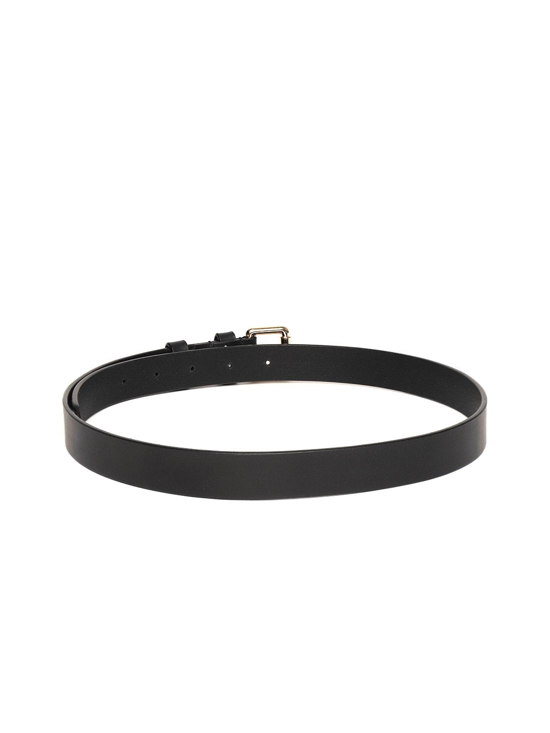 Women's Black Double Loop Leather Belt - SASSAFRAS