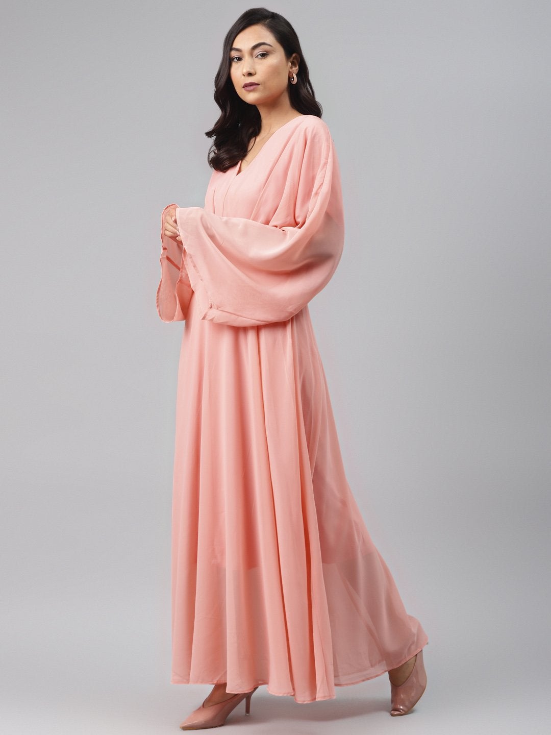 Women's Pink Kimono Maxi Dress - SASSAFRAS