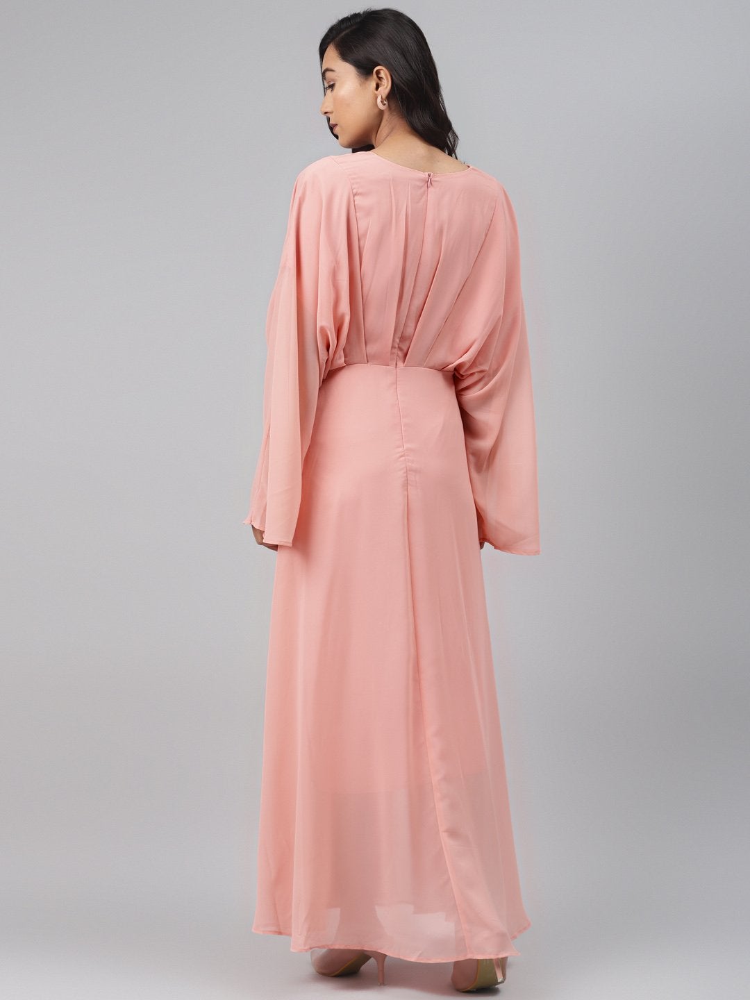 Women's Pink Kimono Maxi Dress - SASSAFRAS