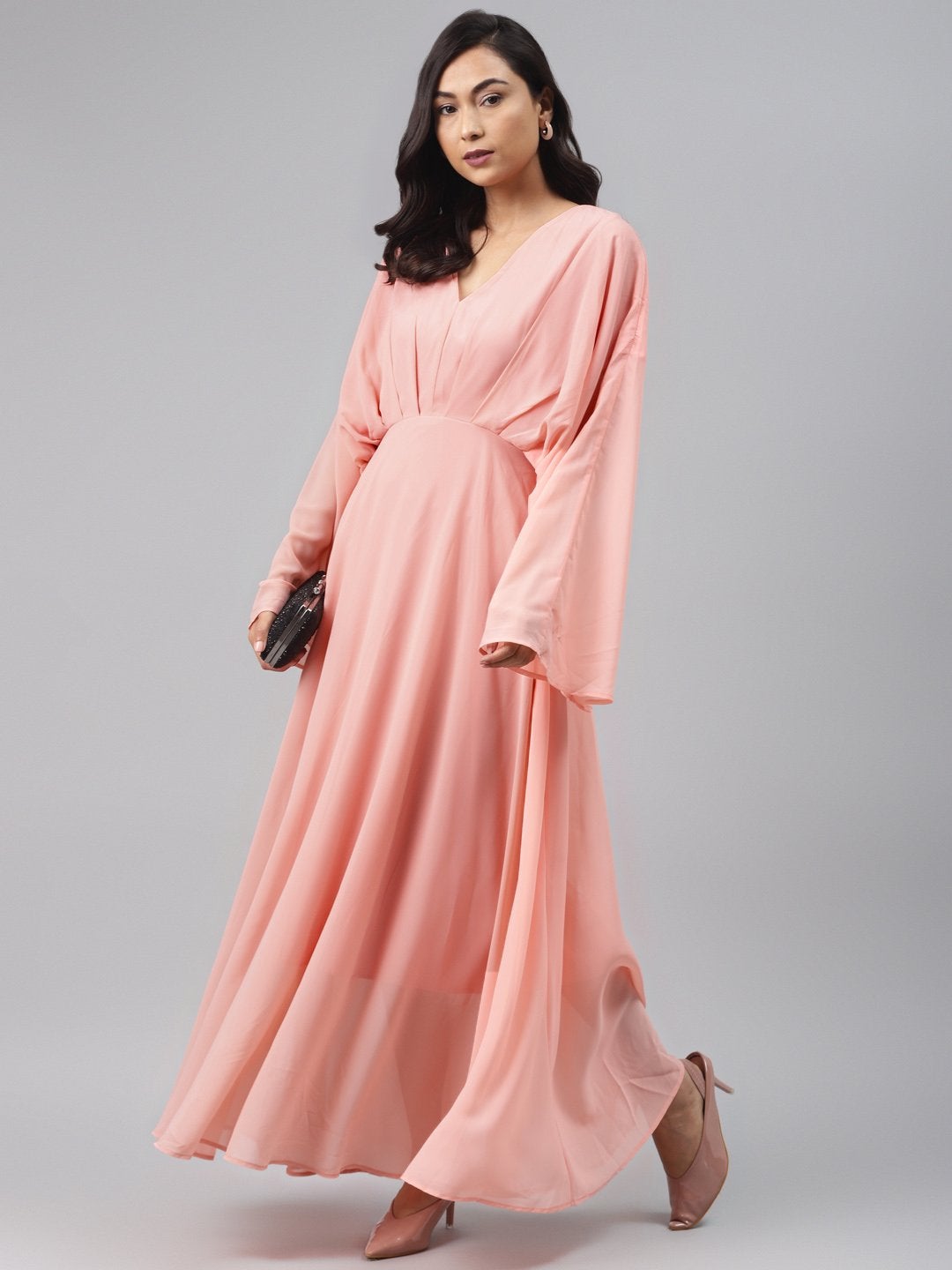 Women's Pink Kimono Maxi Dress - SASSAFRAS