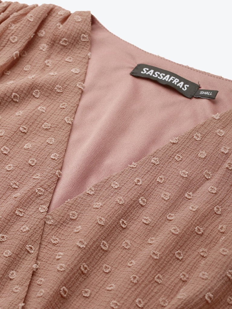 Women's Dusty Pink Wrap Full Sleeves Dress