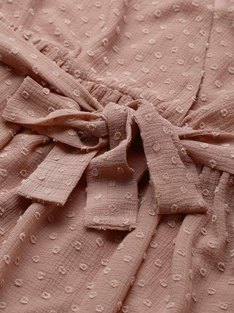 Women's Dusty Pink Wrap Full Sleeves Dress