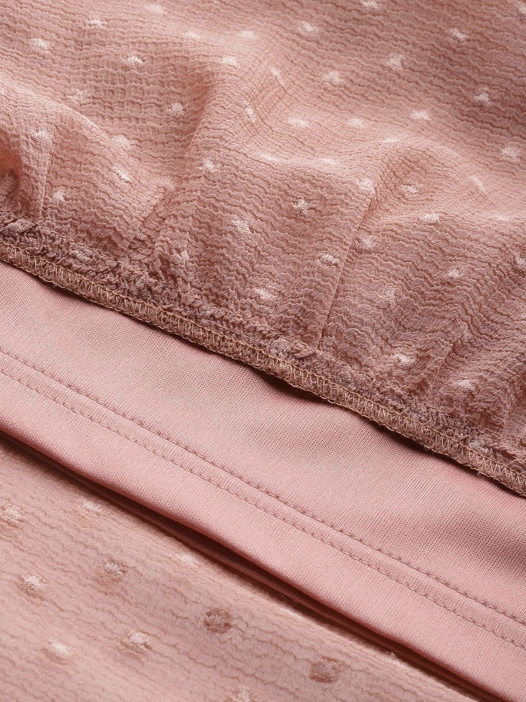 Women's Dusty Pink Tiered Maxi Dress With Inner