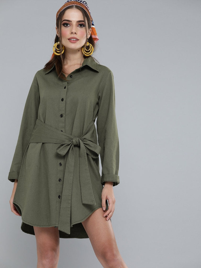 Women's Olive Shirt Dress