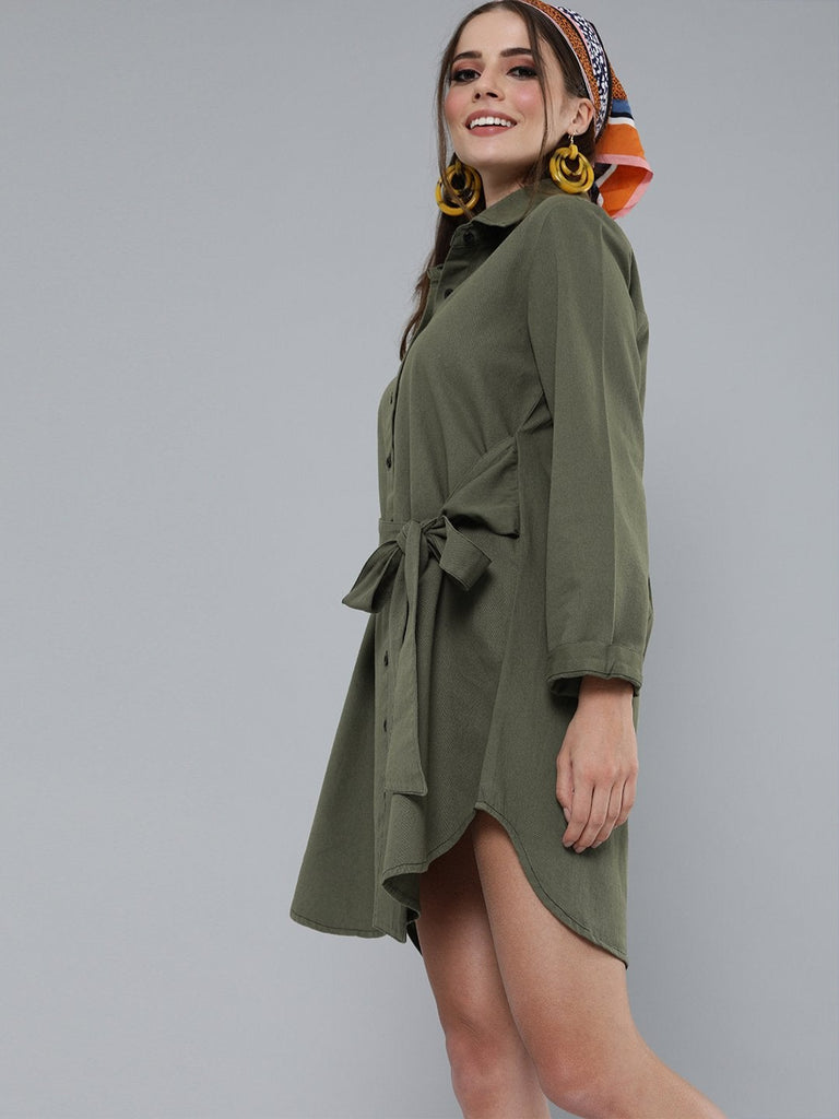 Women's Olive Shirt Dress