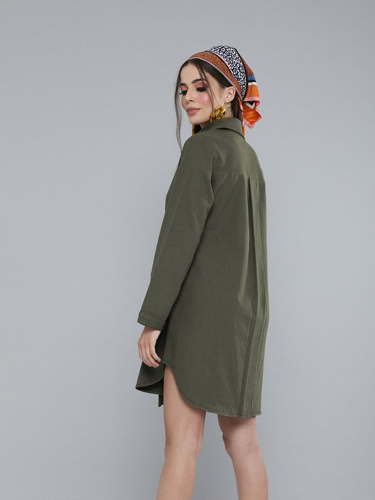 Women's Olive Shirt Dress