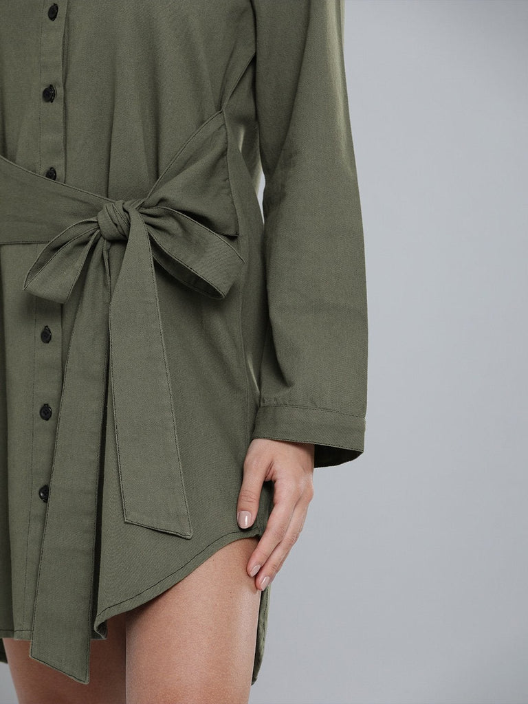 Women's Olive Shirt Dress