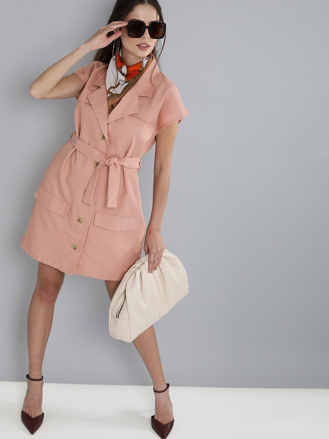 Women's Dusty Pink Blazer Dress - SASSAFRAS