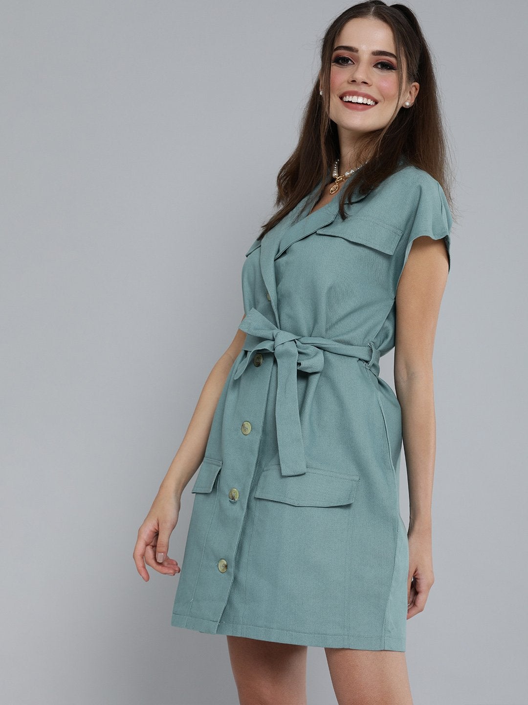Women's Sea Green Blazer Dress - SASSAFRAS