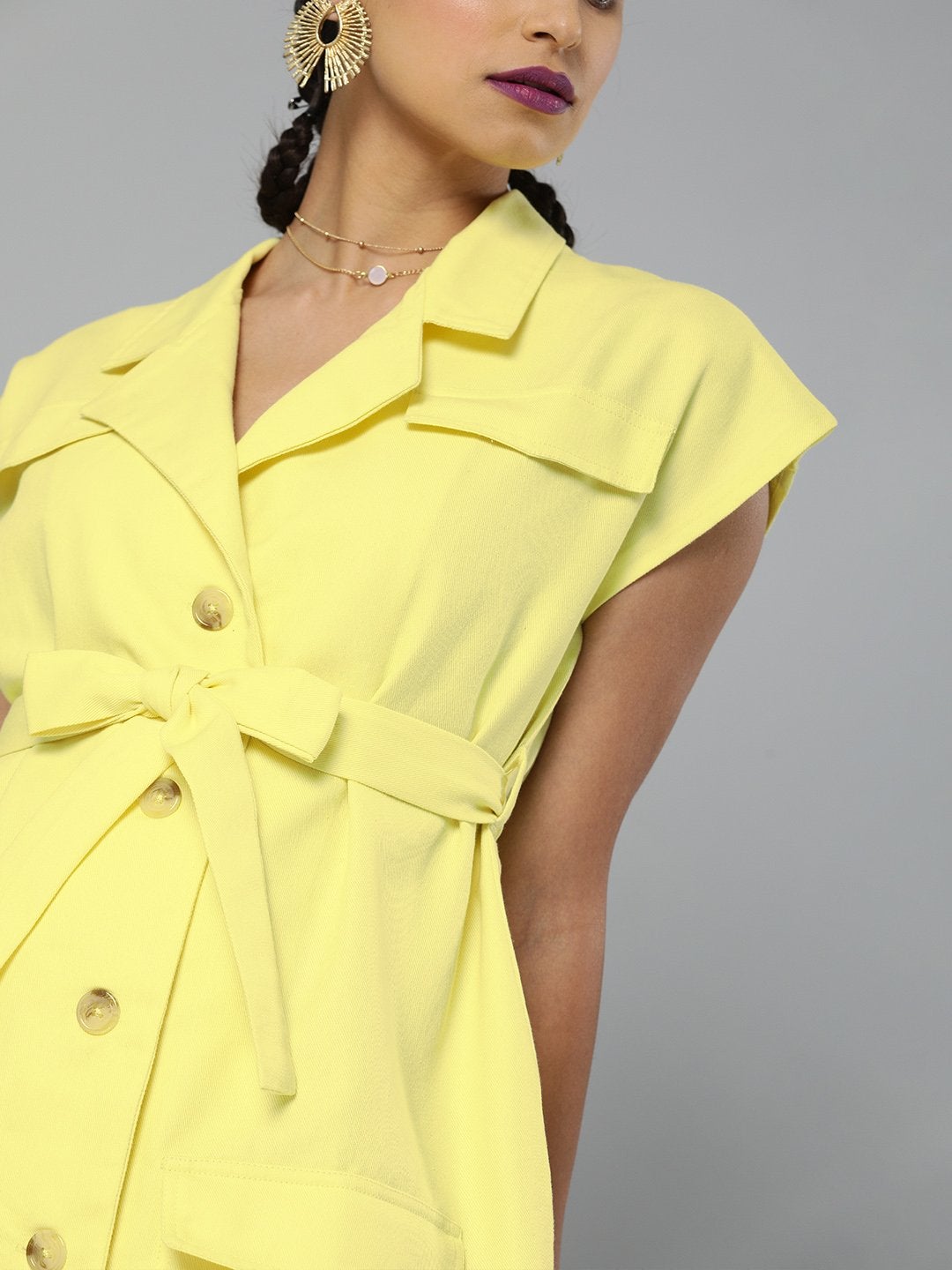 Women's Yellow Blazer Dress - SASSAFRAS