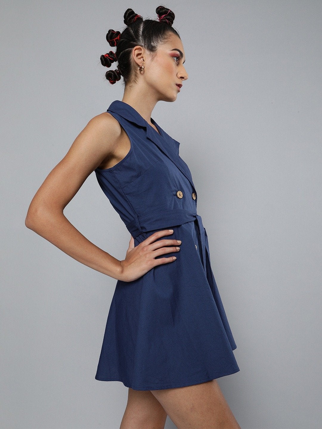 Women's Navy Belted Blazer Mini Dress - SASSAFRAS