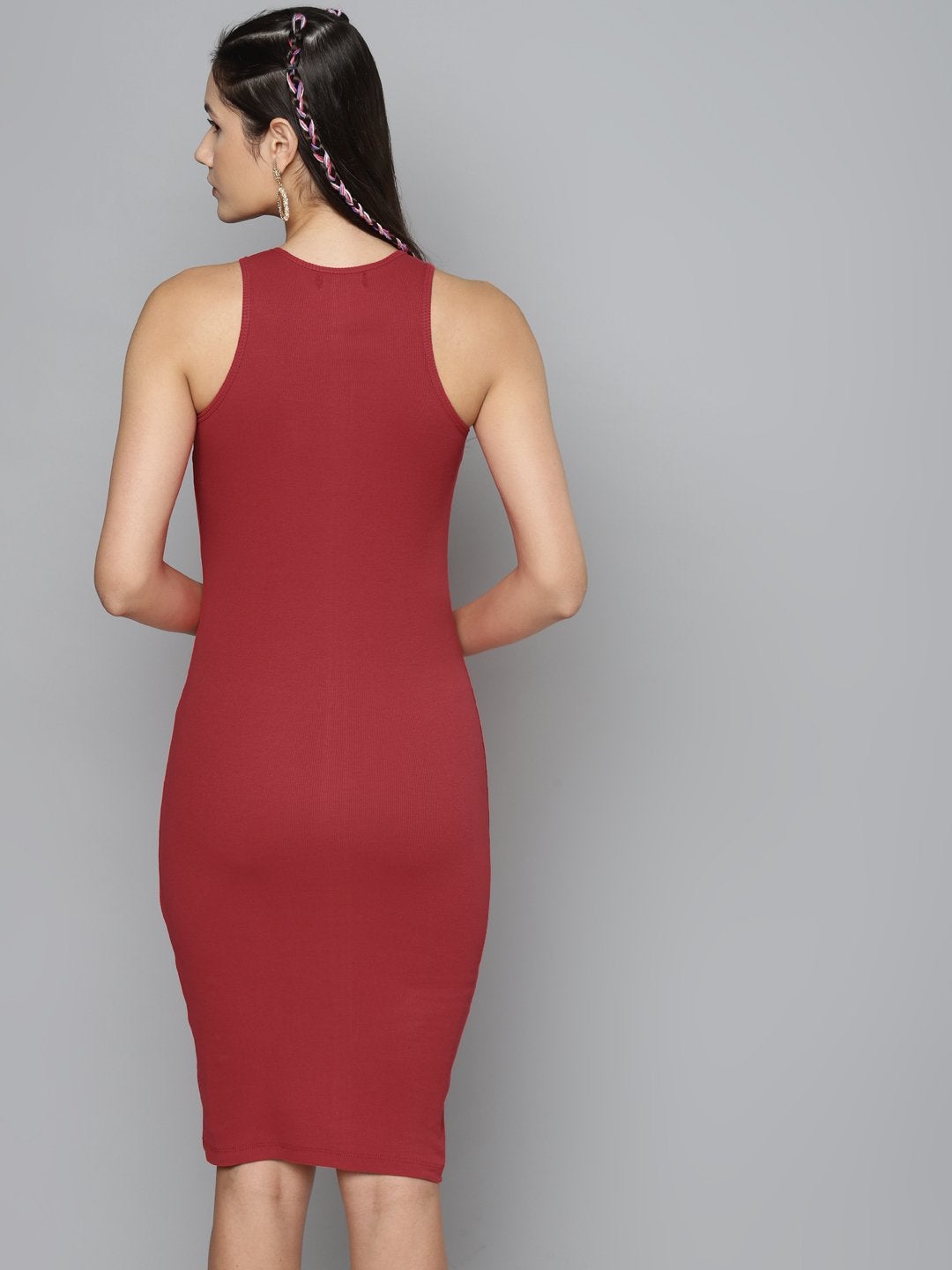 Women's Red Box Back Bodycon Midi Dress - SASSAFRAS