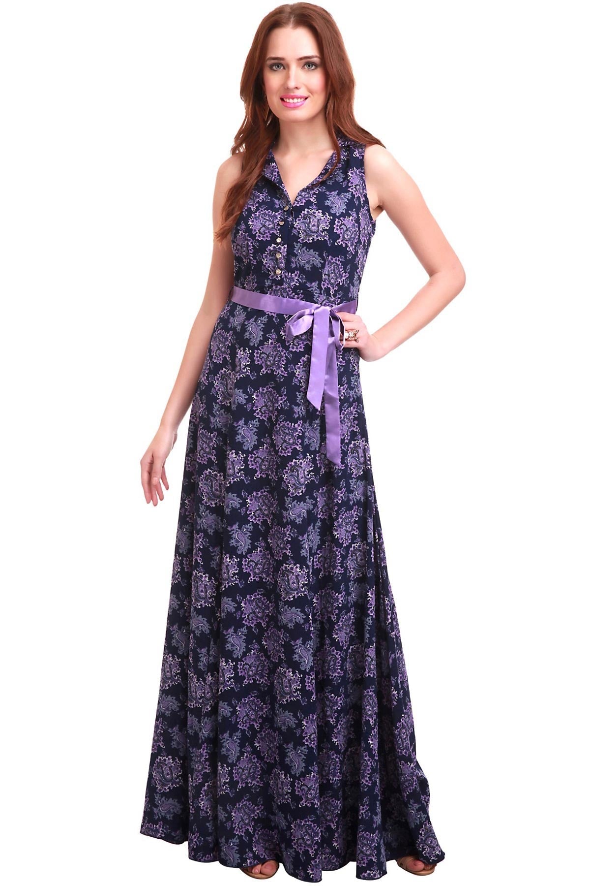 Women's Paisley Printed Maxi Dress - SASSAFRAS