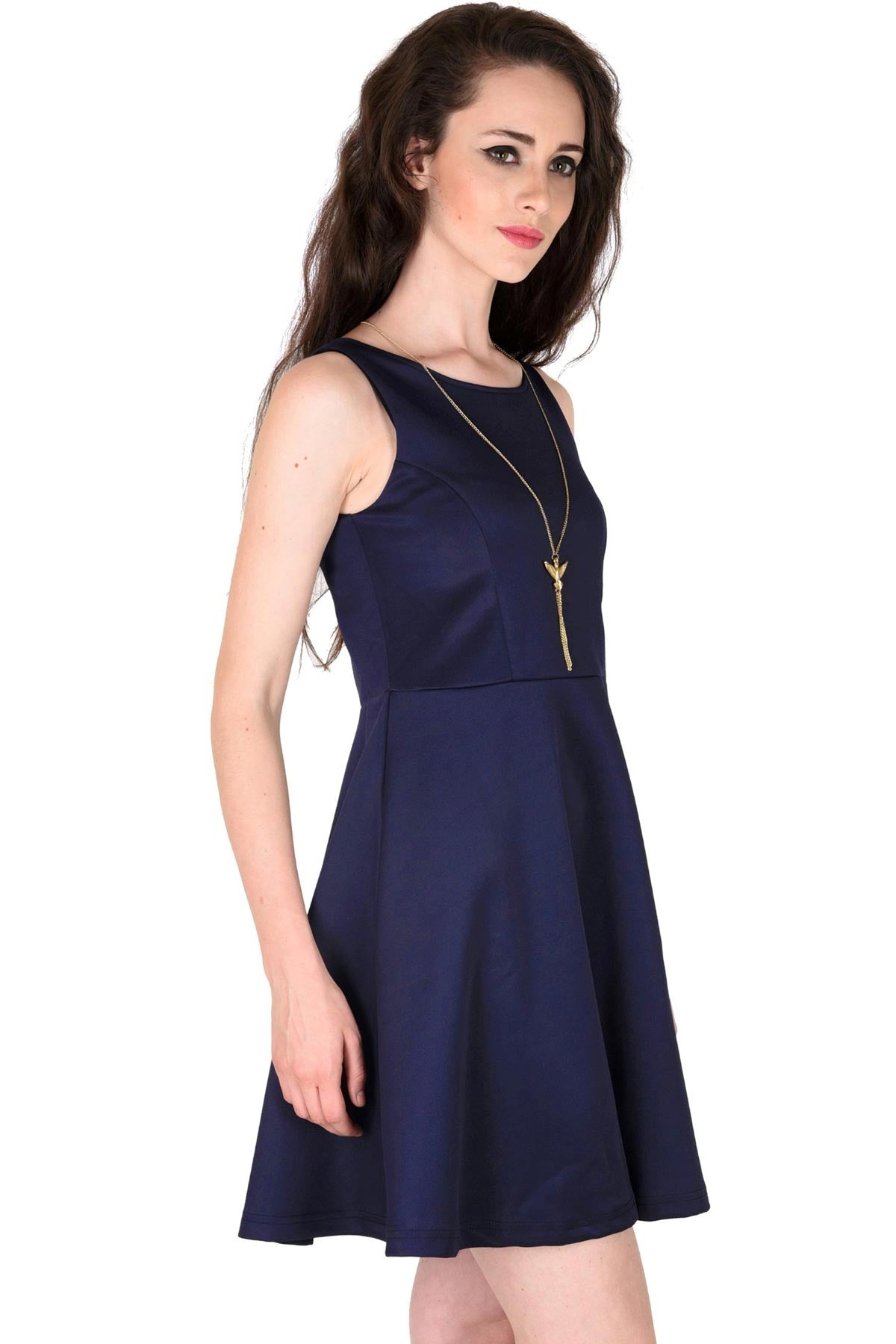 Women's Scuba Navy Skater Dress - SASSAFRAS