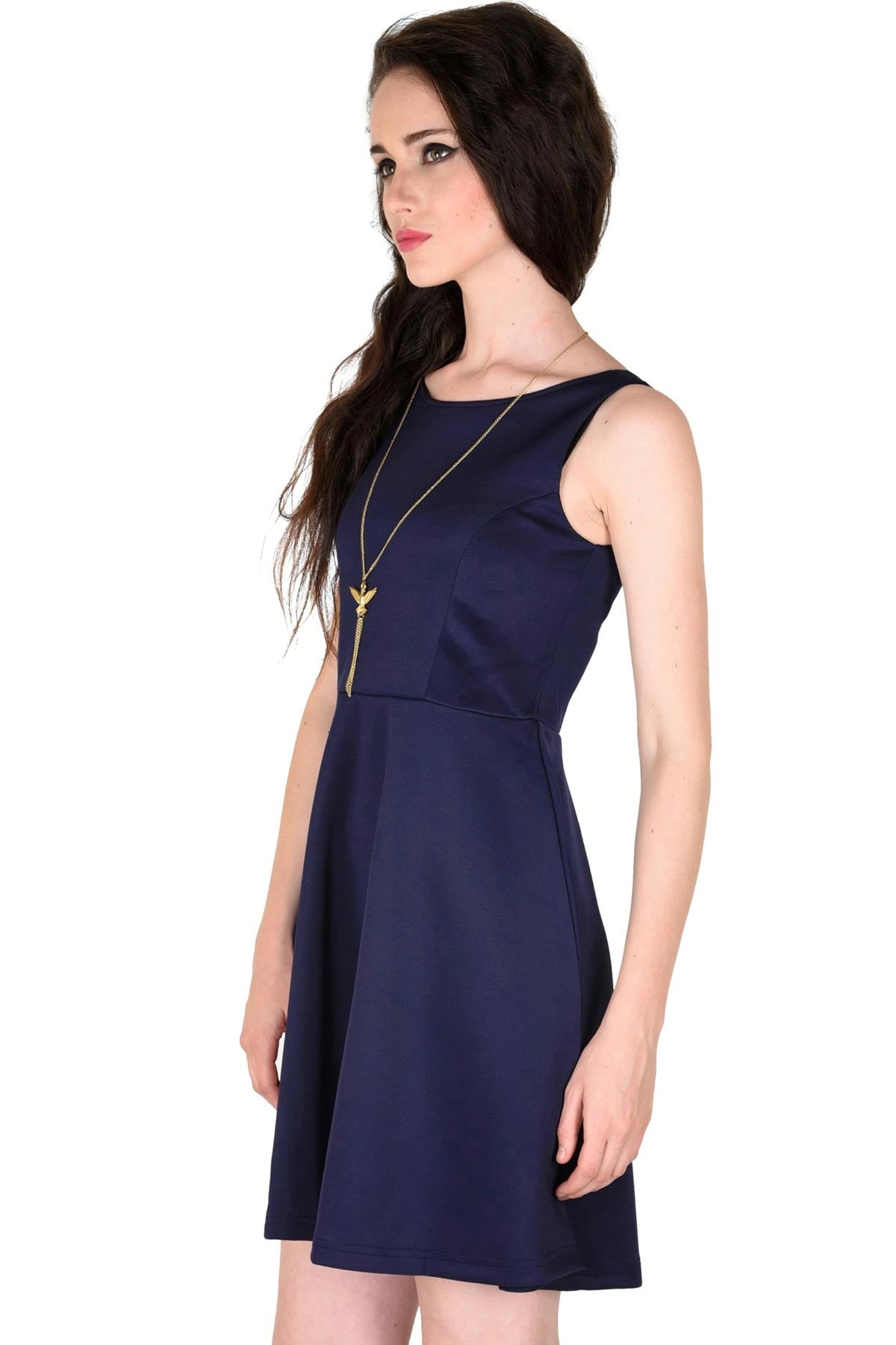 Women's Scuba Navy Skater Dress - SASSAFRAS